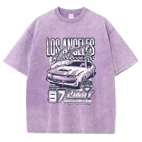 Pink LA Car Style Men's Streetwear Shirt