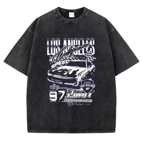 Black LA Car Style Men's Streetwear Shirt