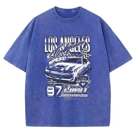 Blue LA Car Style Men's Streetwear Shirt