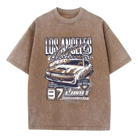 Brown LA Car Style Men's Streetwear Shirt