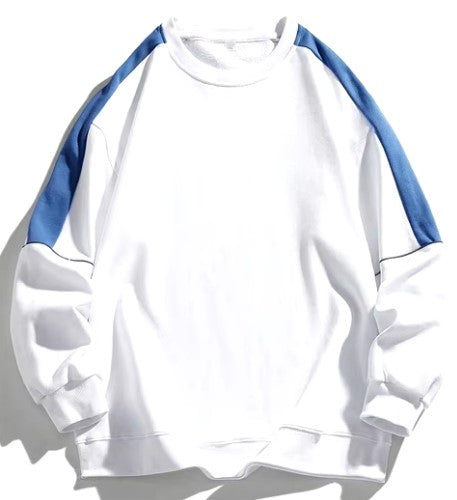 White and Blue Classic Men's Streetwear Sweatshirt