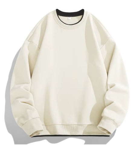 Plain Biege Men's Streetwear Sweatshirt