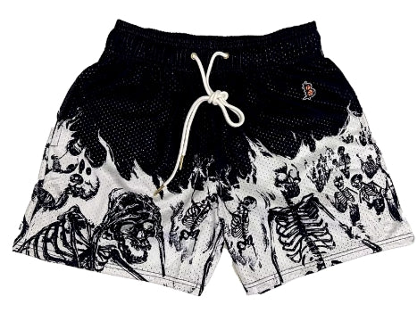 Black Skeleton Style Men's Streetwear Shorts